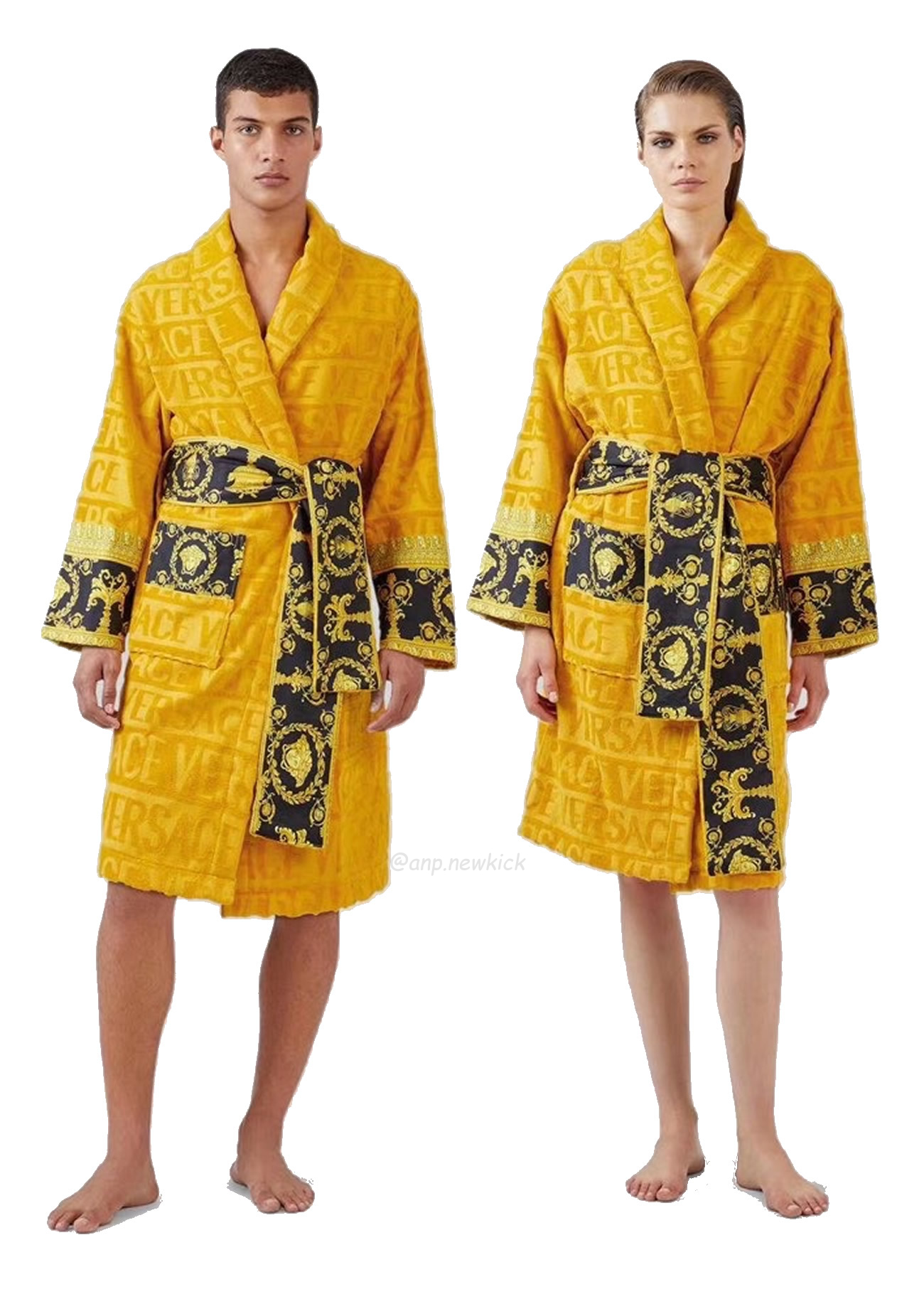 Versace Baroque Logo Jacquard Cotton Bathrobe (7) - newkick.cc